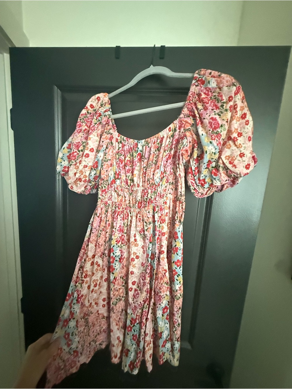Kids Floral Puff-Sleeve Dress in Pink